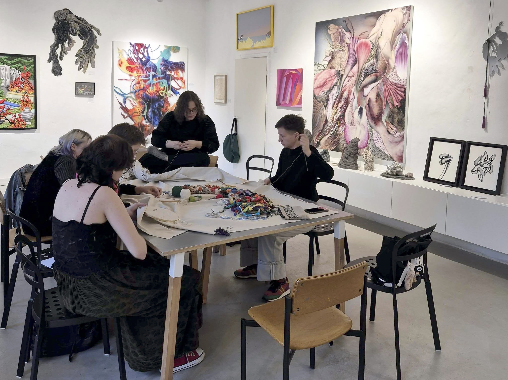 Students taking part in a workshop at Kogo Gallery